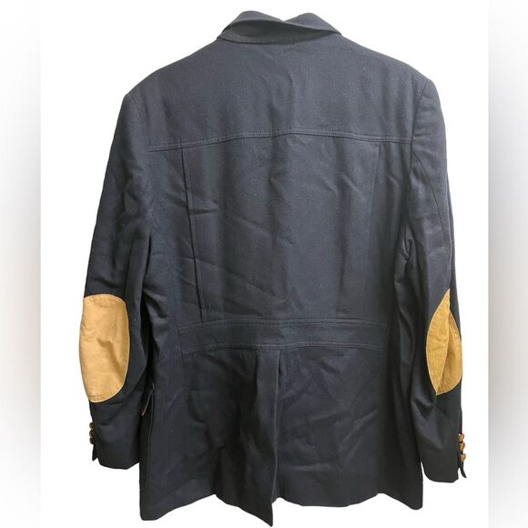 VTG Pendleton 100% Wool Navy Blue Structured Blazer w/ Suede Elbow Patches SZ 46 - Picture 2 of 8